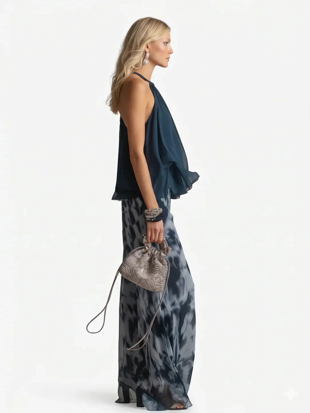 Conjunto Elegante de Chifón de Dos Piezas para Mujer