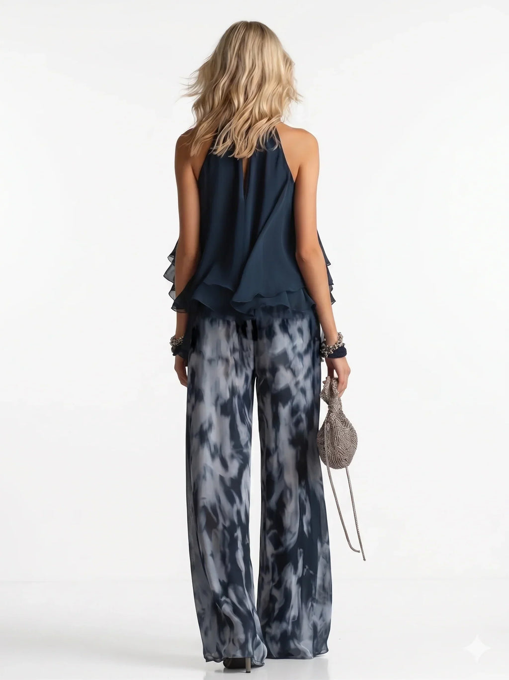 Conjunto Elegante de Chifón de Dos Piezas para Mujer