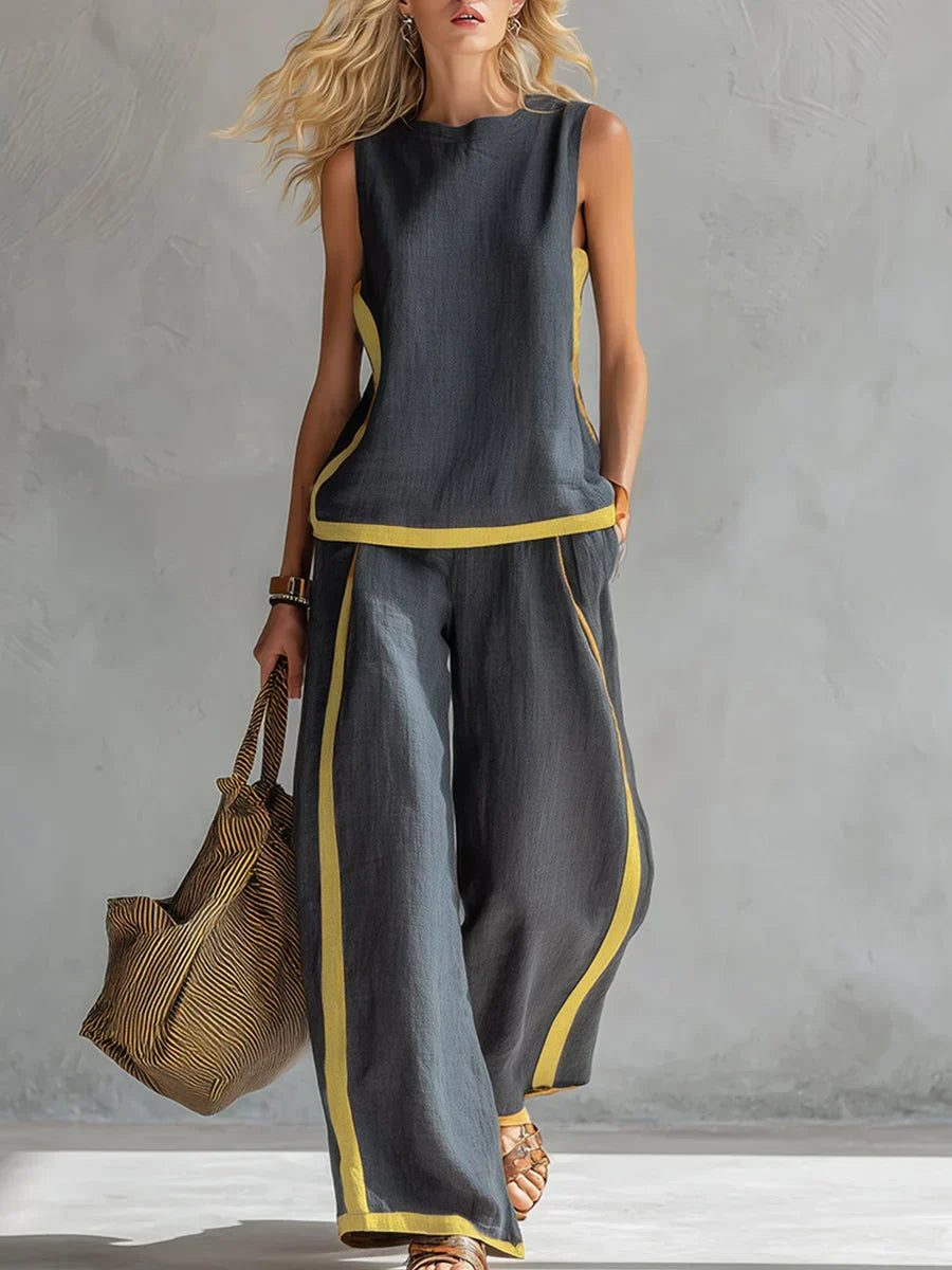 Ursula | Conjunto Chaleco y Pantalón Bicolor para Mujer