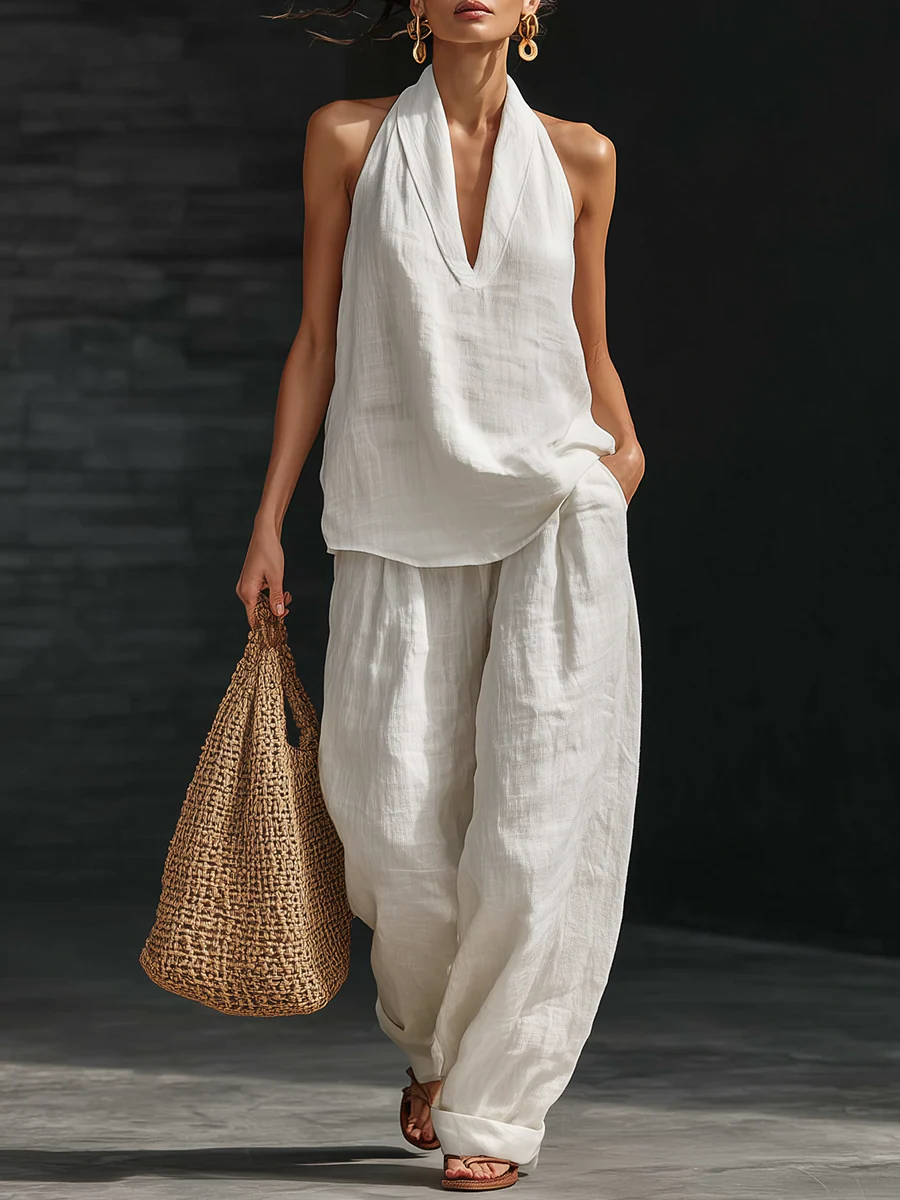 Conjunto Casual de Dos Piezas con Estampado de Rayas para Mujer