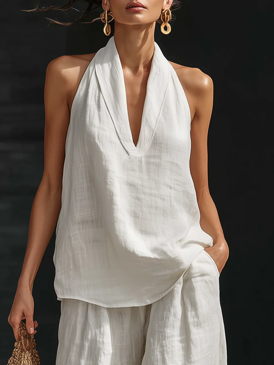 Conjunto Casual de Dos Piezas con Estampado de Rayas para Mujer